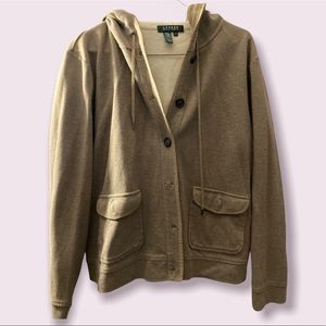 Ralph Lauren Womens Khaki Brown Button up Wool Sweater Jacket